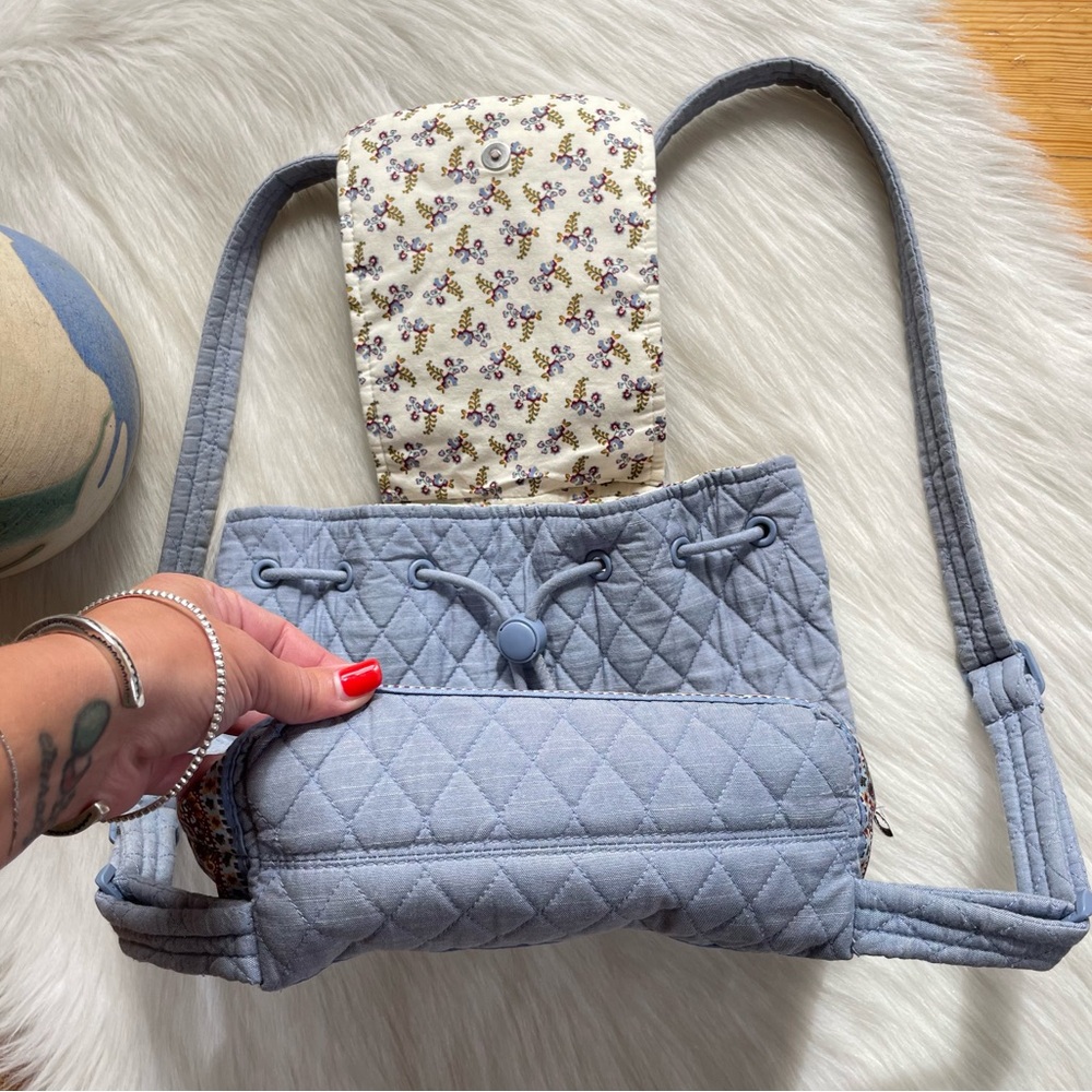 Vera Bradley Light Blue Quilted Paisley Accent Backpack - Picture 12 of 16
